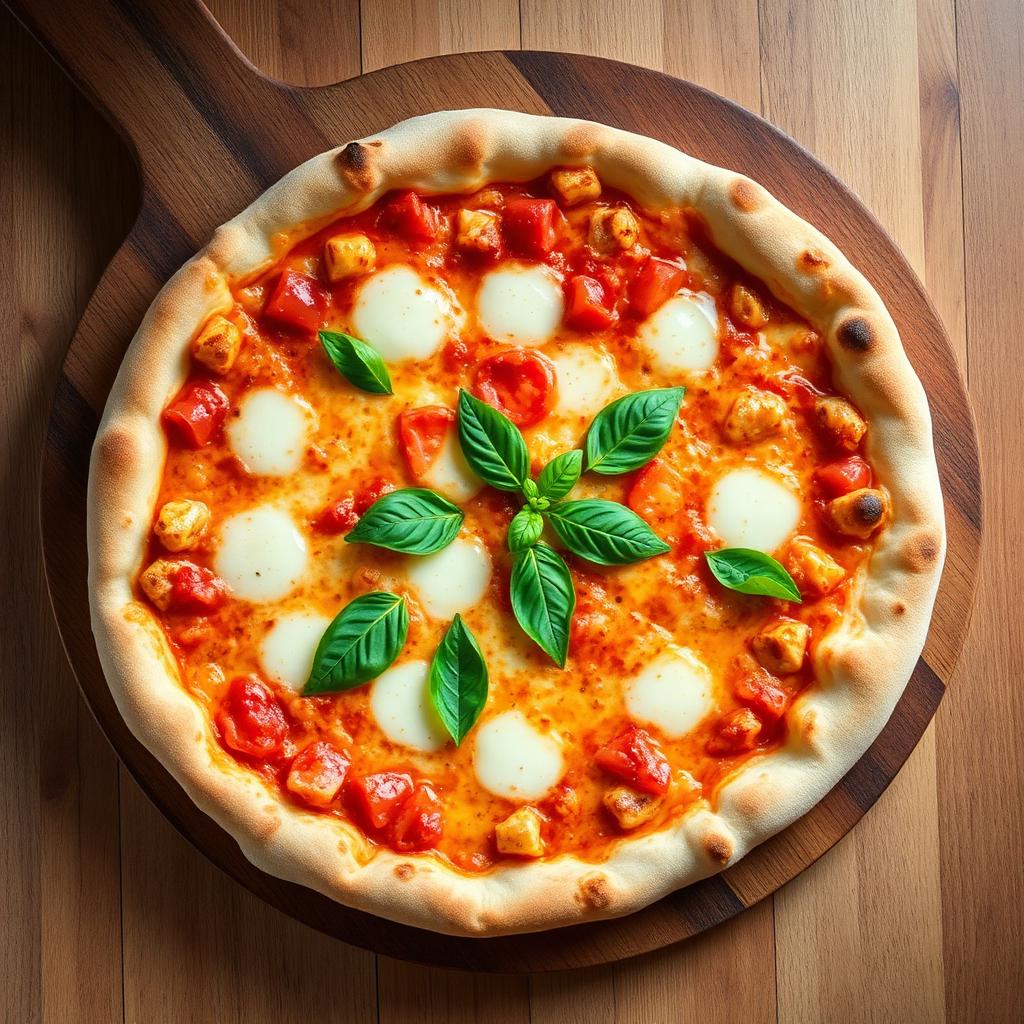 Finished homemade pizza ready to publish