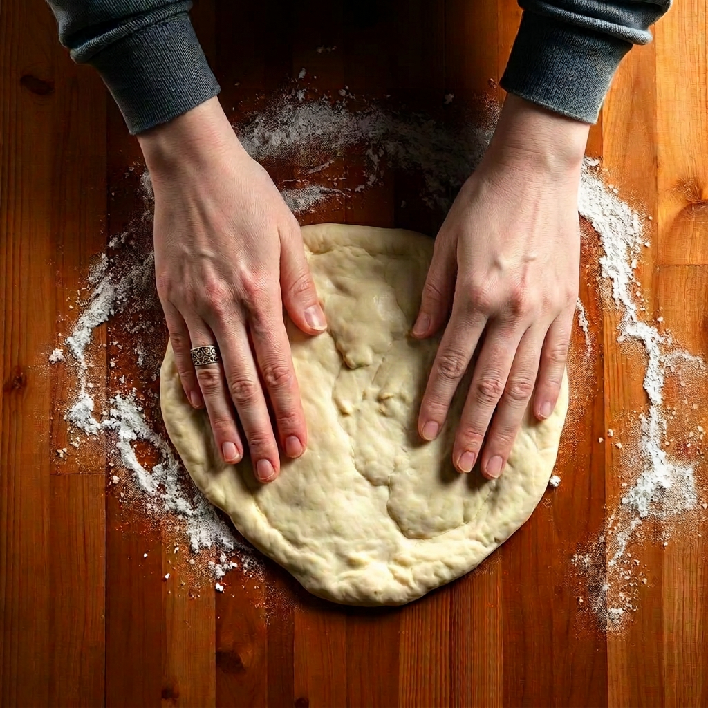Preview thumbnail of pizza dough being stretched